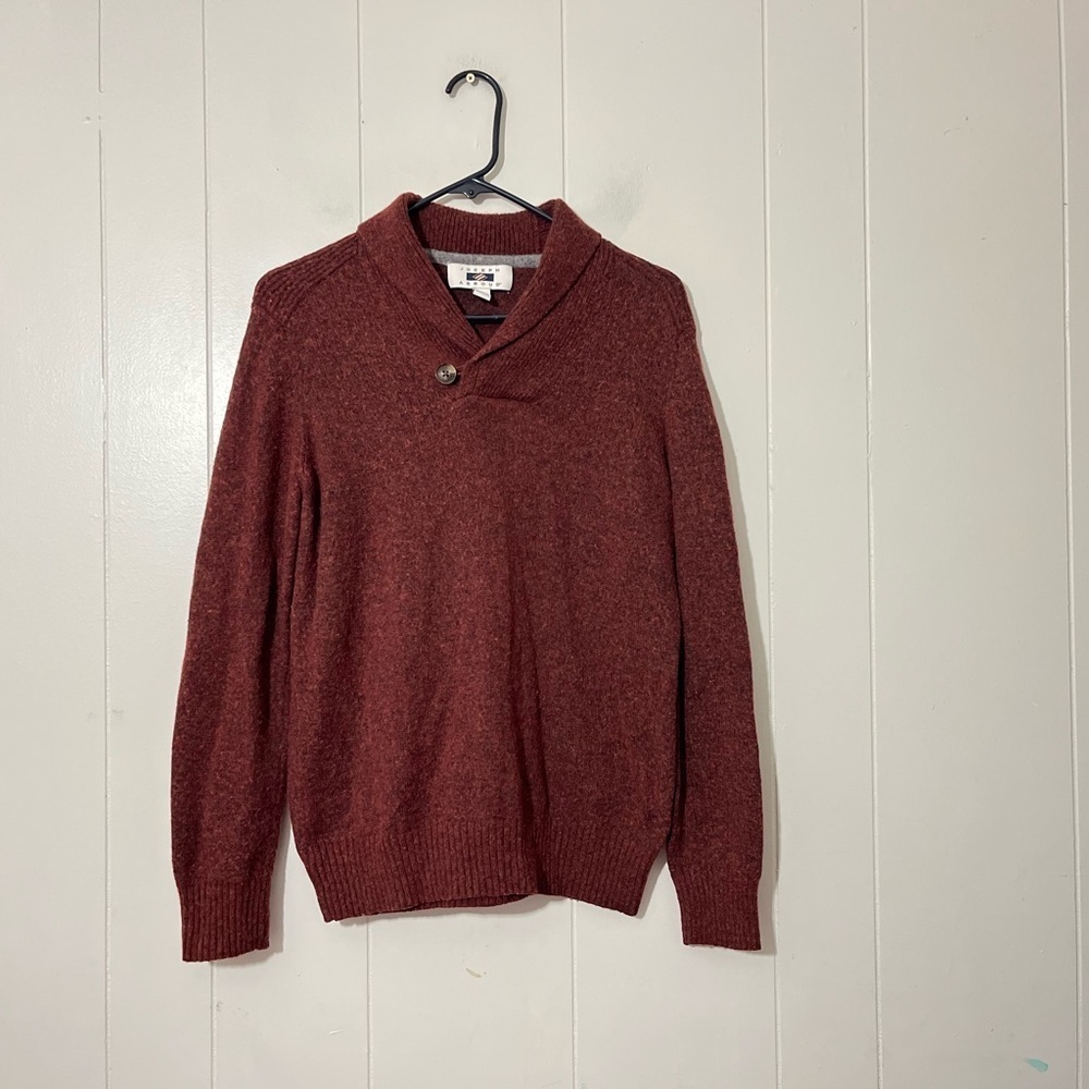 Joseph Abboud Men Marron Merino Wool Shawl Collar Sweater Size M